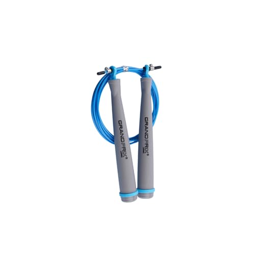 Jump Rope for Men and Women (Grand Prix Ultra Speed Series) – Adjustable Wire Rope for CrossFit, Boxing, and Fitness Training – Smooth, Fast, Tangle-Free Rotation (Made in Korea) - color: Gray/Sky