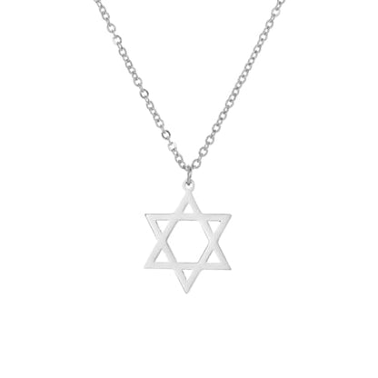 Stainless Steel Jewish Jewelry - Star of David/Hamsa Hand/Menorah/Israel Map Pendant – Israel Necklace for Women & Men - Religious Gifts for Hanukkah, Bar Mitzvah include a Gift Box - color: Silver-Star Of David Necklace