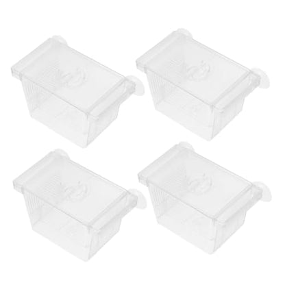 DOITOOL 4pcs Fish Fry Breeding Box Double-Layer Self-Floating Plastic Incubator Aquarium Separator for Betta and Fry Nursery Tank Habitat