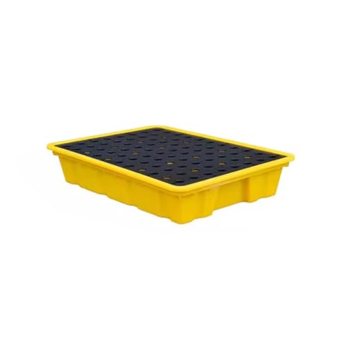 Modular Leak Platform/Grid Pads.Modular Spill Containment Tray - Heavy-Duty Oil Drum Holding Platform, Leak-Proof Spill Pallets for Safe Liquid Storage & Environmental Protection，（Yellow，49* - size: 49*35*9cm