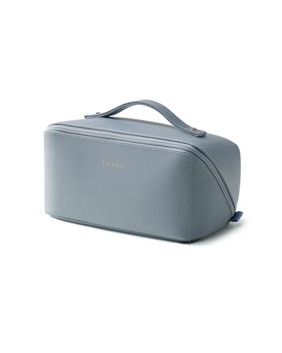 EACHY Travel Makeup Bag for Women, Flat Open Cosmetic Bag, Blue, Medium - color: A - Blue, size: Medium