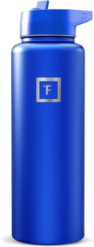 IRON °FLASK 40 oz Wide Mouth Water Bottle with Straw - color: Cobalt, style: Straw - 40 Oz (1 Lid)