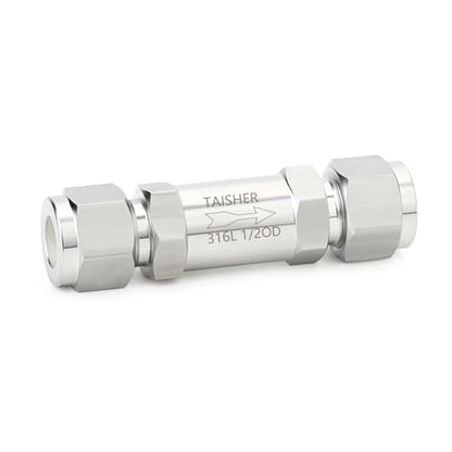 1PCS 316L Stainless Steel 1/2" Tube OD Check Valve(Ferrule Silver Plated),Backflow Prevention,One Way Non-Return Check Valves - size: 1/2" Tube OD