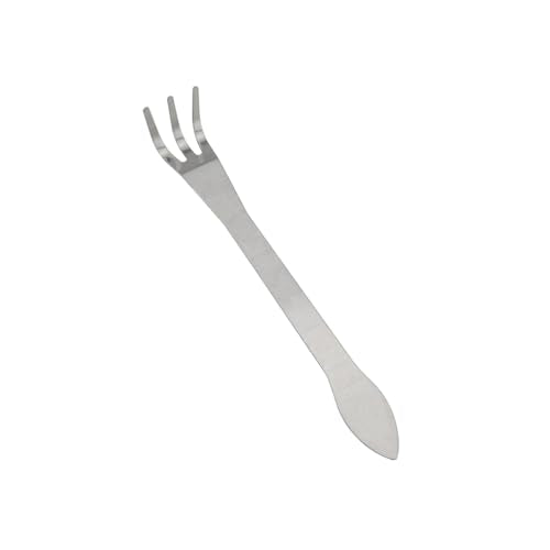 JianLing Stainless Steel Three Prong Root Rake Bonsai Soil Aerator Potted Plant Soil Oxygenator Weed Removal Tool 200mm Silver for Balcony Garden Horticulture Accessories Triple Prong Design