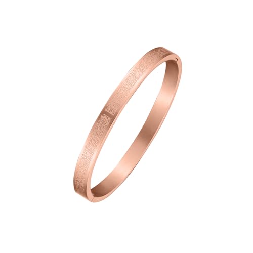 AYATUL KURSI Islamic Jewelry Bracelets Stainless Steel Openable Bangles Arabic Calligraphy Islamic Faith Gifts Messager Islamic Calligraphy Muslim Men Jewelry Bracelets Gift for Women - color: 1-Rose gold