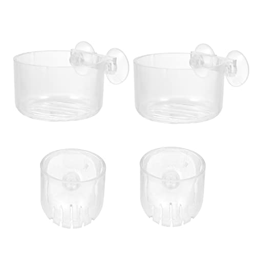 ERINGOGO 4pcs Acrylic Fish Feeding Cup Set Shrimp Feeder for Aquarium Feeding Tool for Red and Line