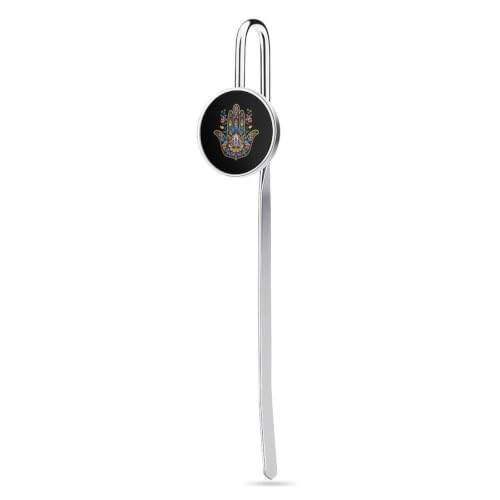 Boho Hamsa Hand Metal Bookmark Round Book Page 1" - size: 1"