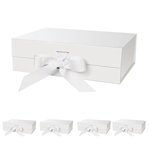 DaiJoob 5-Pack White Gift Boxes with Lid for Presents 10.5x7.5x3.1 Inches - color: White-10.5x7.5x3.1 Inch-5pcs