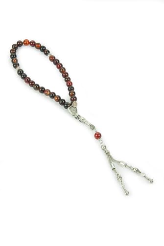 Ihvan Online, 33 Bead Brown Agate Stone Islamic Prayer Beads, Round, 8mm, Tasbih - color: Agate Stone - Brown, size: 8mm ( 33 Beads )
