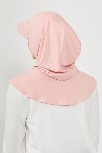 Aisha's Design Full Coverage Cotton Bonnet Hijab with Visor Modest Underscarf Bonnet - color: Powder Pink