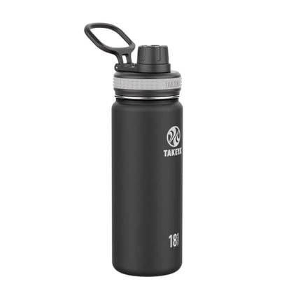 Takeya Originals 18 oz Vacuum Insulated Stainless Steel Water Bottle with Straw Lid, Black - color: Black, size: 18 Ounces