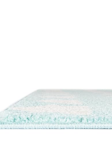 Rugs.com Whimsy Kids Collection Rug – 6 Ft Runner Clear Blue Medium-Pile Rug Perfect for Hallways, Entryways - color: Clear Blue, size: 2' x 6' Runner