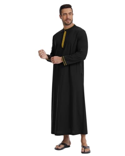YAOHUOLE Arabic Thobe for Men Muslim Caftan Thobe Arabic Thobe