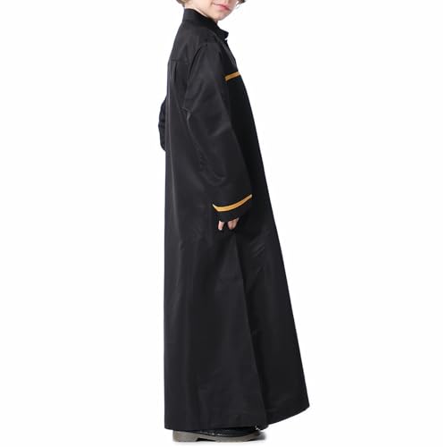 Muslim Thobe for Boys Islamic Clothing Long Sleeve Kaftan 𝐑obe Arabic Dress Kids Boys Prayer Dress Ramadan Eid Outfit - color: Black, size: 13-14 Years