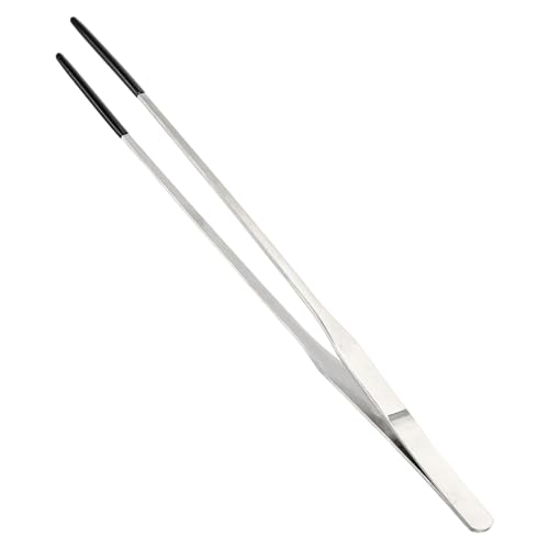 10.63" L Aquarium Straight Feeding Tweezer for Feeding with Black Rubber Tip - color: Black, size: 10.63"