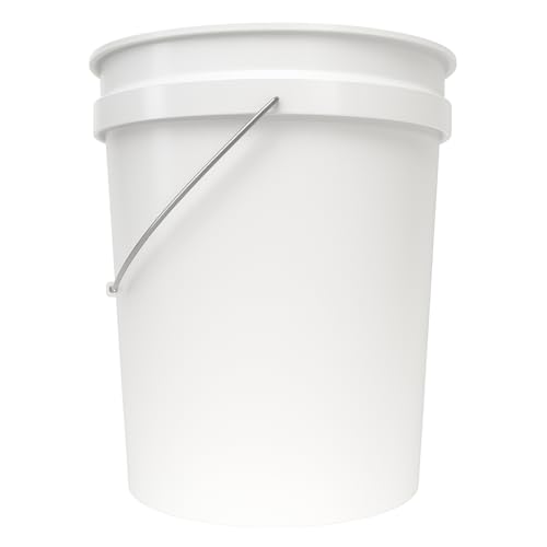 5 Gallon Utility Bucket 2-Pack – Durable Plastic Round Pails with Comfort Grip Handle, Multipurpose Cleaning and Storage Containers, White