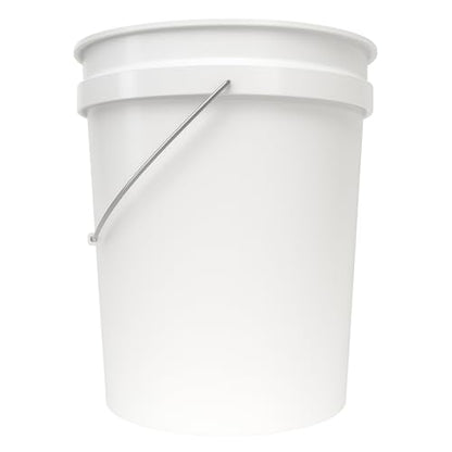 5 Gallon Utility Bucket 2-Pack – Durable Plastic Round Pails with Comfort Grip Handle, Multipurpose Cleaning and Storage Containers, White