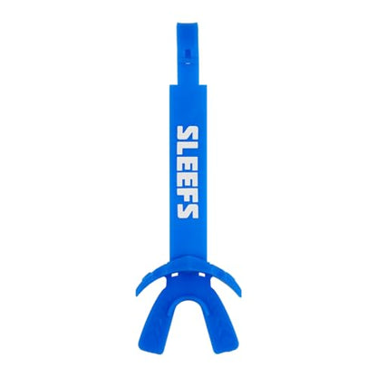 SLEEFS X Blue Football Mouth Guard - Lip/Mouthguard with Helmet Strap - Lip/Teeth Protector Mouthpiece - Moldable - for Youth/Adults, Men & Women Mouth Guard, Maximum Air Flow, Lacrosse, All Sports - color: Blue