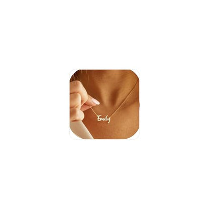 Ajiangwu 18K Gold Plated Name Necklace Personalized,Multiple Custom Name Necklace Family Necklace with Kids Names Customized Choker Necklace for Women - color: 1 Name