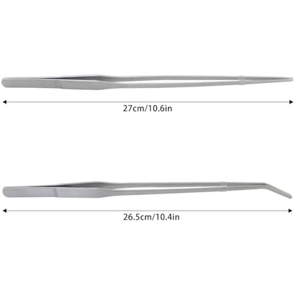 2PCS Aquatic Plant Clamp Tweezers Non-Slip Straight Elbow Clamp with Teeth 27cm Aquarium Tool Sand Flattener Stainless Steel Tweezers with Long Handle