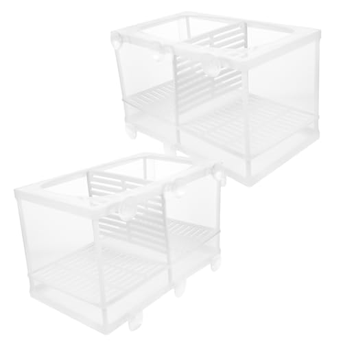 Toddmomy 2Pcs Fish Tank Breeding Box with Suction Cup Aquarium Isolation Net and Partition Large Capacity Fish Hatchery Incubator for Separating Fish and Improving Survival Rate