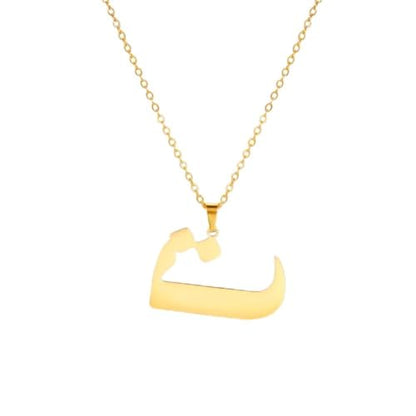 Stainless Steel Arabic Letter 'Alif' Pendant Necklace, Unisex Initial Jewelry - color: Style 03, size: Steel Color