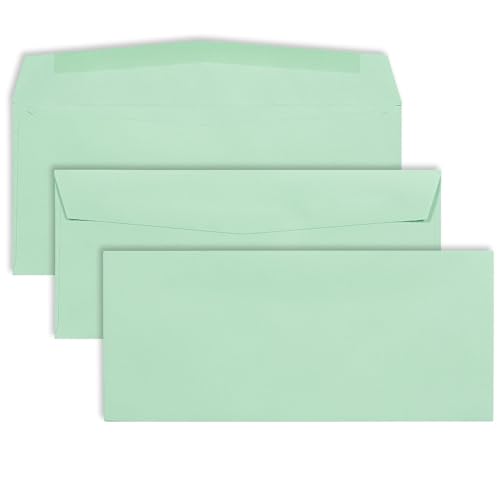 EnDoc #10 Colored Pastel Envelopes - Pastel Green Color - Colored envelopes letter size for Offices, Holiday, Invoices, Mailings - 4 1/8 x 9 1/2 Inches - 80 pack - color: Pastel Green | Gummed Seal, size: #10 Envelopes | 80 Count