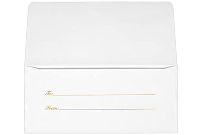 LUXPaper 화폐 봉투 | 6.4 x 16.5cm(2 7/8 x 6 1/2인치) | 선물 - 골드 리본 - 화이트 | 31.8kg(70파운드) 텍스트 | 50개 - color: 골드 리본., size: 50 Qty.