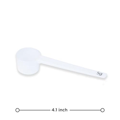 Measure spoons | measuring spoons set of 6 | exact dosing 3 gram scoop, 5 gram scoop, 7,5g, 10g, 15g, 30g | kitchen measuring set for powder and liquids | plastic medicine spoon and cups