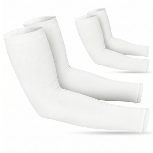 SportsTrail Cooling Arm Sleeves for Men & Women – Breathable, UV Sun Protection, Sports Arm Sleeves for Women, Men & Youth - color: 2 Pairs: White