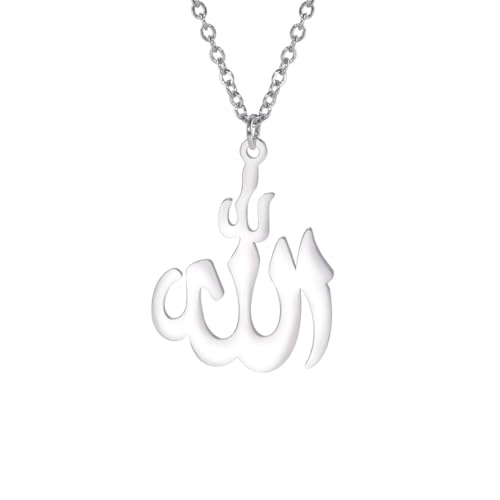 LIKGREAT Allah Necklace Stainless Steel Crescent Moon Allah Pendant Necklace Islamic Muslim Faith Jewelry for Eid Ramadan - style: s1