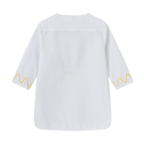 Boys Muslim Thobe Islamic Clothing Kids Muslim Prayer Clothes for Boys Eid Outfit Toddler Kaftan Ramadan Shirt Pants - color: White, size: 5-6 Years
