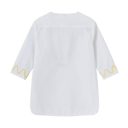 Boys Muslim Thobe Islamic Clothing Kids Muslim Prayer Clothes for Boys Eid Outfit Toddler Kaftan Ramadan Shirt Pants - color: White, size: 7-8 Years