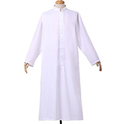 COSDREAMER Mens Clergy Robe Preacher Cassocks Mens Praise Worship Robes - color: White, size: X-Large