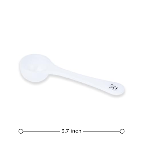 Measure spoons | measuring spoons set of 6 | exact dosing 3 gram scoop, 5 gram scoop, 7,5g, 10g, 15g, 30g | kitchen measuring set for powder and liquids | plastic medicine spoon and cups