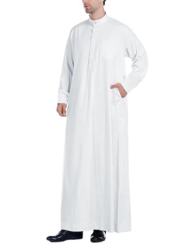 YAOHUOLE Men Islamic Caftan Thobe Big and Tall Kaftan with Pocket Mens Arab Kaftan Thobe - size: XX-Large