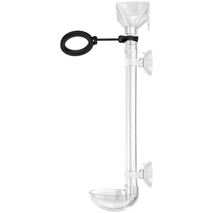 Fish Feeder Tube for Aquarium and Shrimp, 9.6-16.1 in Adjustable Retractable Feeding Tube, Includes Feeding Circle Scoop and Brush, Clear Plastic Dish Set for Small Fish and Bottom Feeders