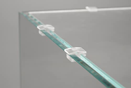 Low-Profile Clear Acrylic Aquarium Cover Clips for 4mm Glass Lid (3.5mm Gap per Side) - 12pcs, Minimalist, Fits Rimless Tanks of All Thicknesses - size: 4mm with 3.5mm Gap (12 pcs)