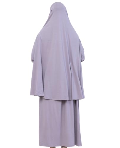 Prien Soft Prayer Dress For Women, Muslim Abaya Hijab Set, Long Turkish Cotton Praying Outfit, Islamic Clothes For Ramadan - color: Grey