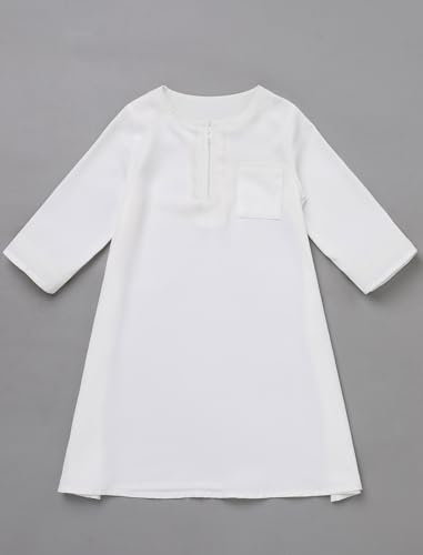 ODASDO Muslim Baby Boys Abaya Robe with Head Scarf Toddler Kids Newborn Prayer Outfit Islamic Clothing - color: White, size: 6-12 Months