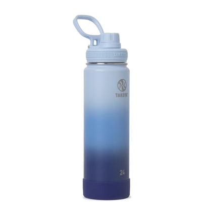 Takeya Actives Stainless Steel Water Bottle, Insulated Spout Lid, Keeps Drinks Cold 24 Hrs, Leakproof, Durable, Dishwasher Safe, Ideal for Gym, Travel, Fits Most Cup Holders, 24 oz/Ombre Pacific Blue - color: 24 Ounces, size: 24 Ounces