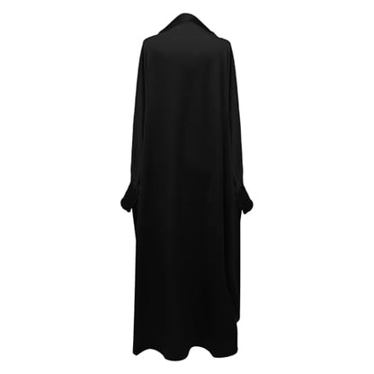 Solid Muslim Dress with Hijab for Girl Abaya Islamic Dubai Prayer Clothes Set Kids Kaftan Jilbab Dresses Burqa Outfit - color: Black, size: 10-11 Years