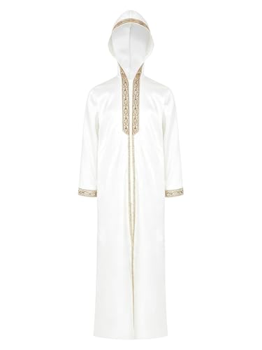 Kids Boys Thobe Muslim Prayer Clothes Saudi Dubai Robe Kaftan Zipper Dishdasha Islamic Eid Ramadan Outfits - color: White, size: 6