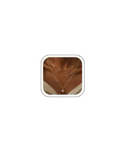 3 Pcs 14K Gold Plated Layered Gold Necklaces Stack for Women Pendant Set - color: Gold CZ Star