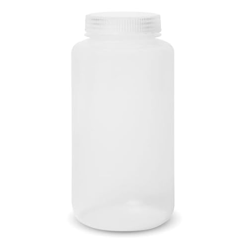 United Scientific™ Sample Bottles with Lids, Polypropylene, 1000ml, 6-Pack | 32 oz Plastic Bottles with Lids, BPA-Free, Autoclavable, Leakproof Seal Rings, Wide Mouth Sample Containers, RoHS Compliant - size: 32 oz (Pack of 6)