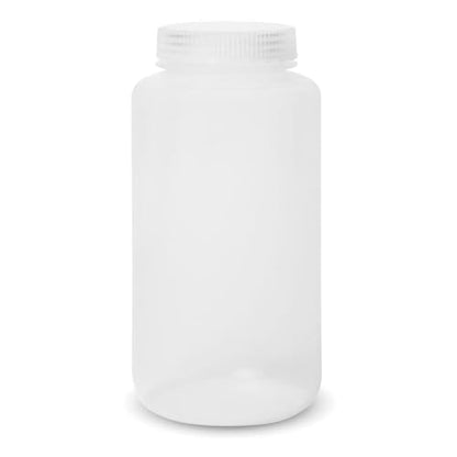 United Scientific™ Sample Bottles with Lids, Polypropylene, 1000ml, 6-Pack | 32 oz Plastic Bottles with Lids, BPA-Free, Autoclavable, Leakproof Seal Rings, Wide Mouth Sample Containers, RoHS Compliant - size: 32 oz (Pack of 6)