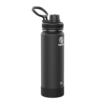 Takeya Actives Stainless Steel Water Bottle, Insulated Spout Lid, Keeps Drinks Cold 24 Hrs, Leakproof, Durable, Dishwasher Safe, Ideal for Gym, Travel, Fits Most Cup Holders, 24 oz/Onyx - color: Onyx, size: 24 Ounces