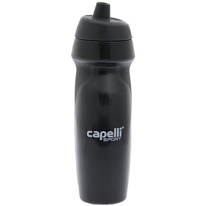 Capelli Sport Sports Water Bottle, Plastic Squeeze Water Bottle with Easy Open Nozzle and Grip Panels, Black, 18.5oz - color: Black
