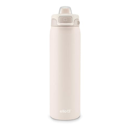 Ello Pop & Fill Insulated Stainless Steel Water Bottle with Quick Fill Lid, Leakproof Locking, Sip or Chug Spout, BPA-Free, Double Wall Vacuum Insulated for Sports, Travel & School- 22oz / 32oz / 40oz - color: Tonal Cream, style: 22oz
