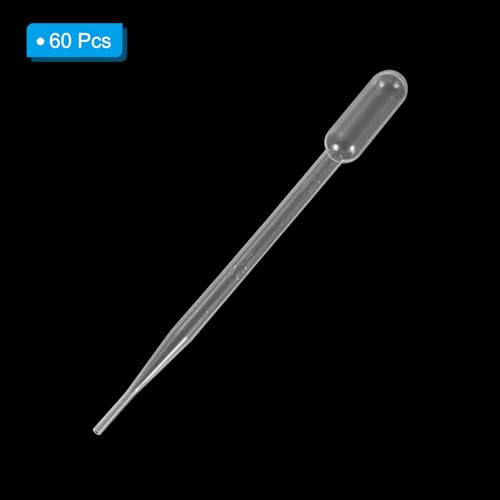 PATIKIL 2ml Pipettes Dropper, 60pcs Plastic Pipettes Disposable Pipette Transfer Pipette Calibrated Plastic Eye Dropper with Scale for Science Laboratory Resin DIY Crafts Art Makeup Oils - size: 2ml